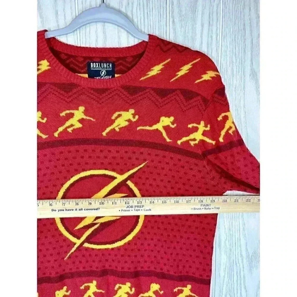 BoxLunch Mens Medium The Flash DC Comics Knit Sweater Ugly Christmas Fair Isle - Picture 8 of 9